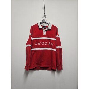 Nike Rugby Sportswear Swoosh Long Sleeve Shirt Red Size M